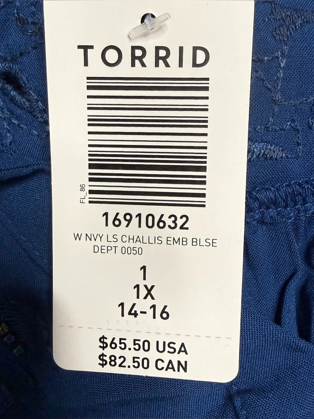 Torrid Poseidon Blue Challis Beaded Peasant Blouse Cutout Lace Top Plus Size 1X - Picture 10 of 13